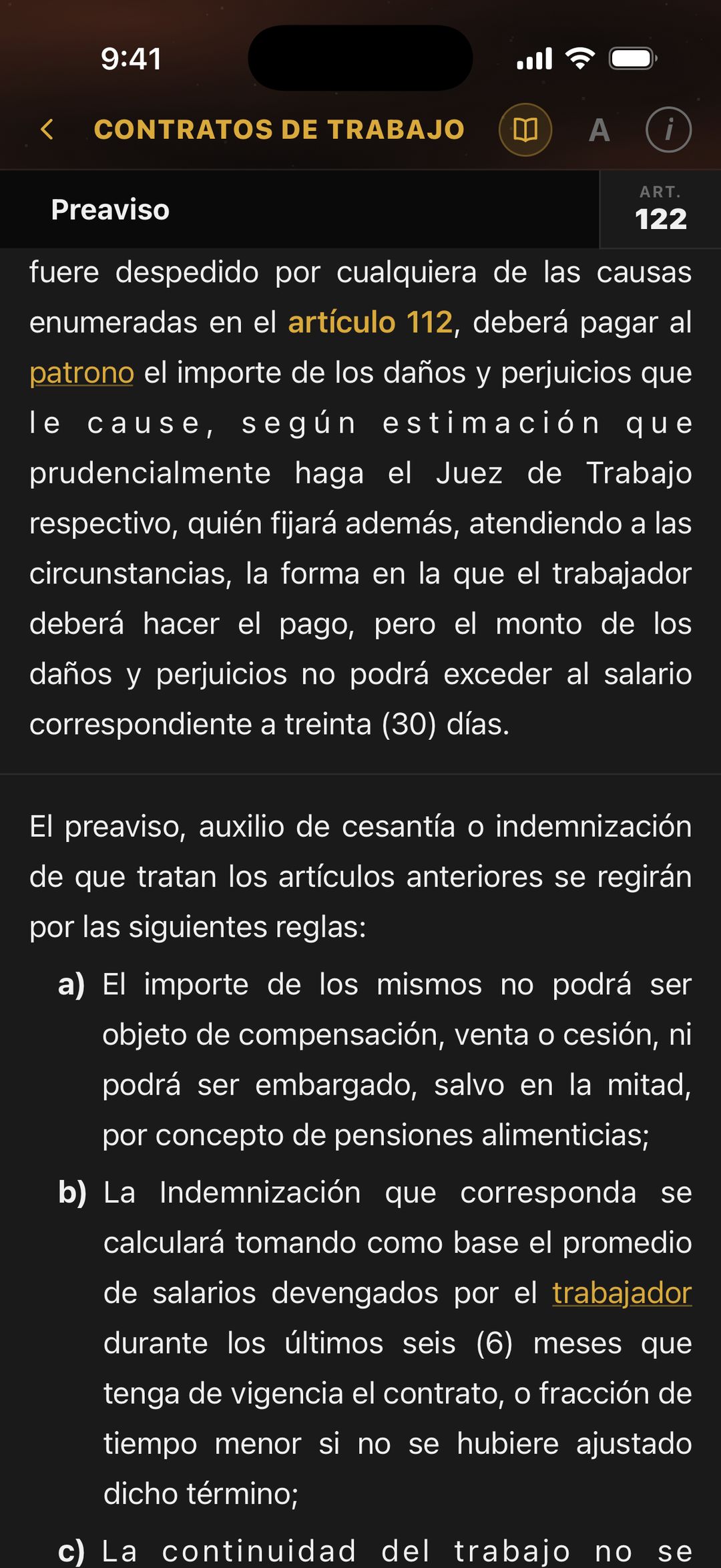 Código del Trabajo, artículo 122, en el lector de Lex