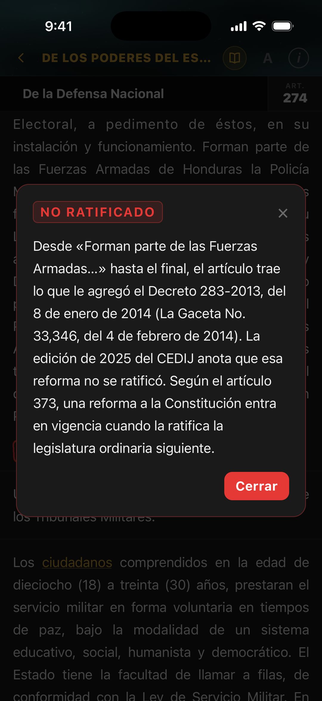 Nota del sello: reforma del Decreto 283-2013 que la legislatura siguiente no ratificó